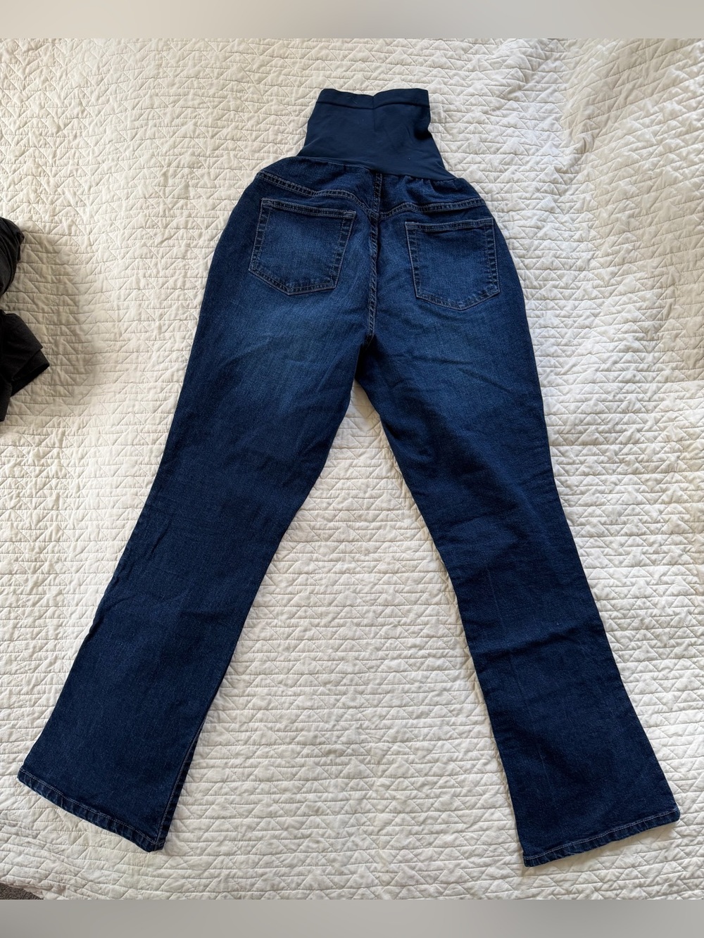 Indigo Blue Dark Blue Flare Maternity Jeans with Stretch Panel